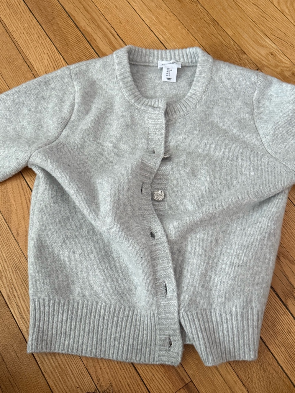 Song of Style Light Gray Crewneck Button Cardigan